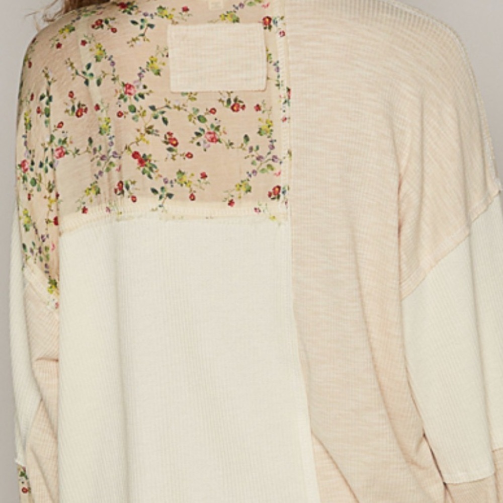 POL Floral & Waffle Knit Mixed Media Shacket ~ Perfect for Layering Year Round - Picture 8 of 16